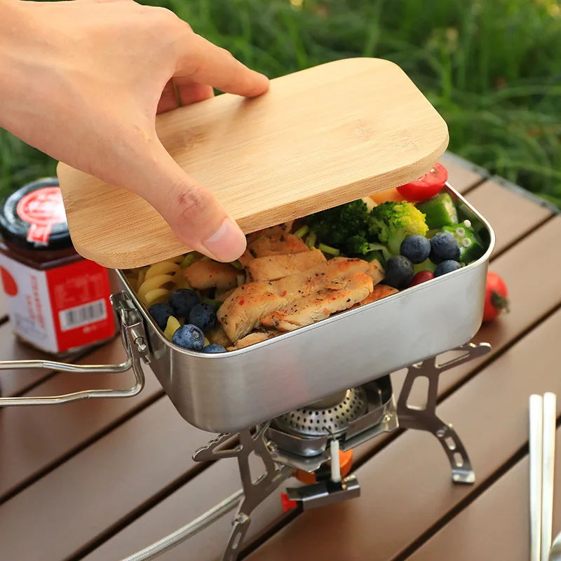 Camping Cooking Container - Ланч-бокс из нержавеющей стали 304, портативный