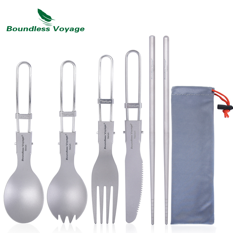 Camping Cooking Knife Set - Титановые столовые приборы Boundless Voyage для
