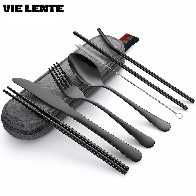 Camping Cooking Knife Set - 8 шт./набор, многоразовые дорожные столовые приборы